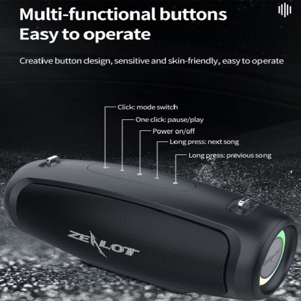 اسپیکر بلوتوثی قابل حمل zealot مدل S37L