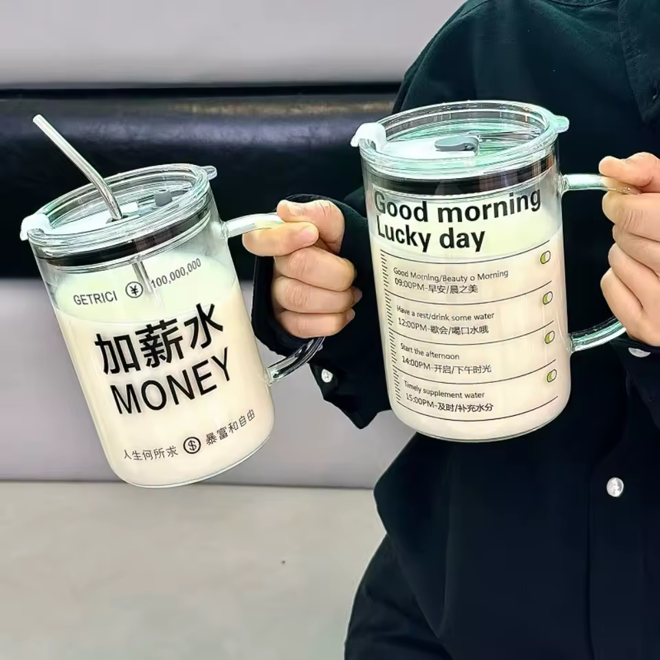 لیوان شیشه‌ای دسته‌دار INS ظرفیت 1000 میلی‌لیتر