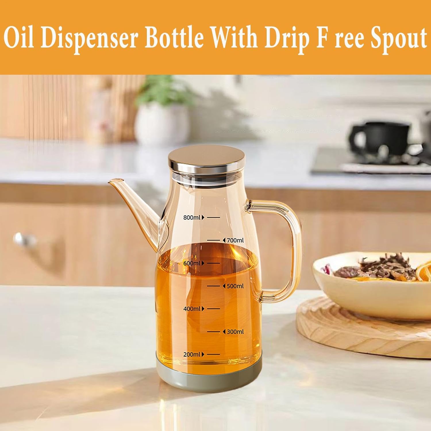 بطری روغن‌ریز شیشه‌ای 800 میلی لیتر