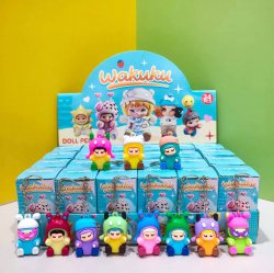 آویز عروسکی شانسی شخصیت‌های کارتونی Wakuku پک 24 عددی سورپرایزی